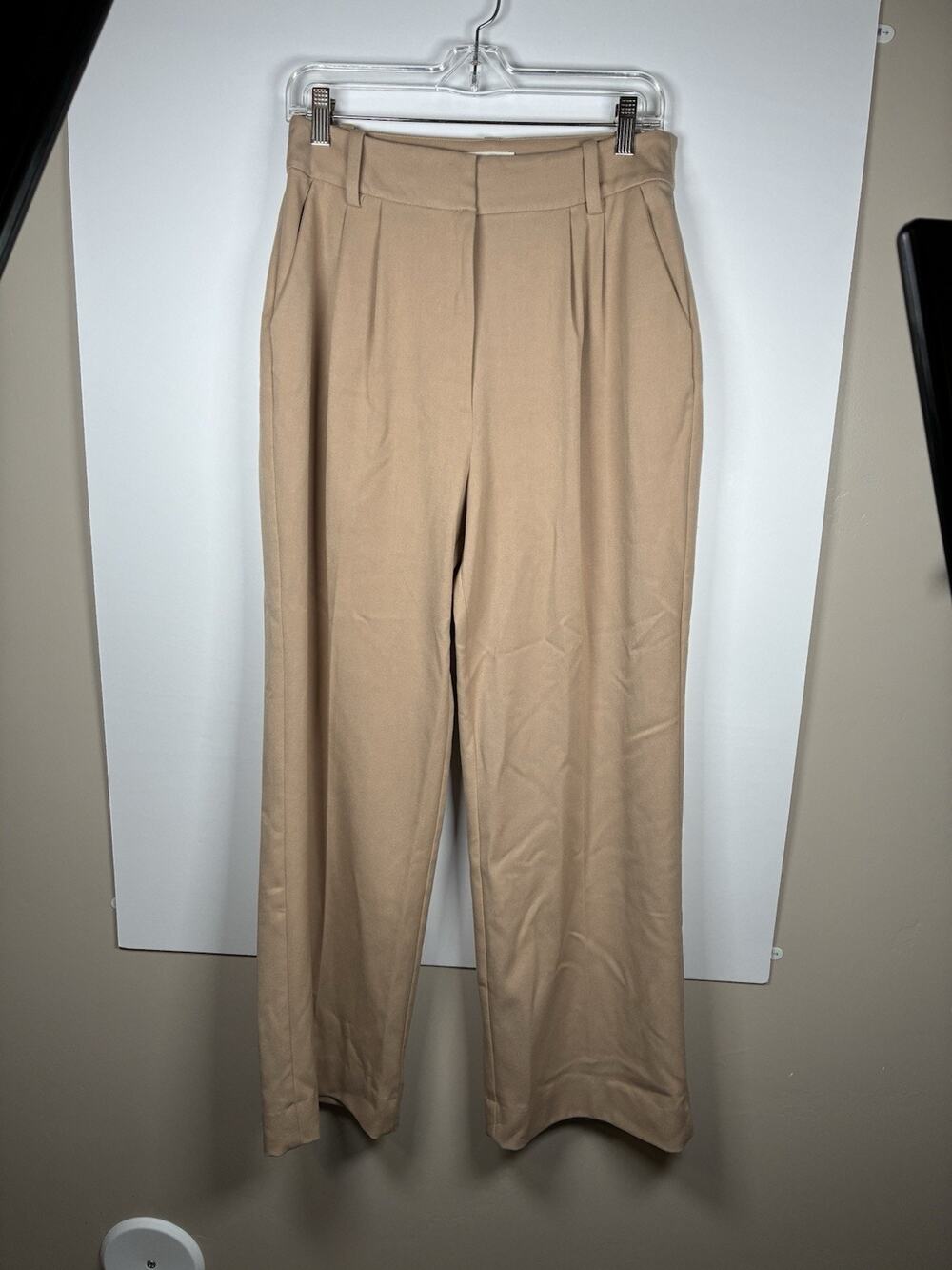 Favorite Daughter 8 Camel Beige Pleated Wide Leg Trousers High Rise Old Money